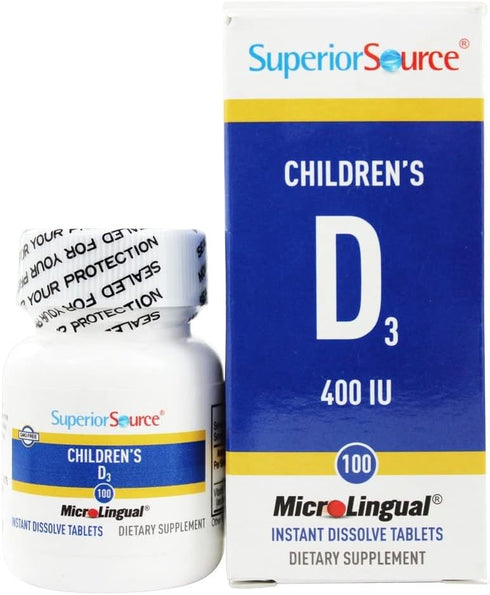 Superior Source Children’s Vitamin D3 400 IU, 100 Count MicroLingual Tablets, Immune Support, Strong Bones and Teeth,