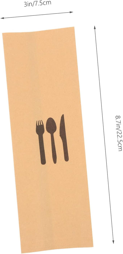 100pcs Kraft Paper Cutlery Set - Disposable Silverware Bags for Dinner Table Decor, Utensil Holder for Weddings