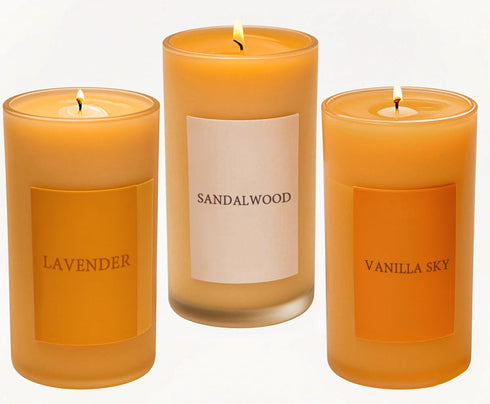 NUOREEL 140H (3Pack, Natural Beeswax Candles Lavender/Sandalwood/Vanilla Sky Scented, Burn Time,Prayer Home Decor