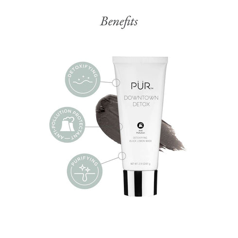 PÜR Beauty Downtown Detox - Detoxifying Black Lemon Face Mask, Helps Draw Out Impurities and Soothe Skin