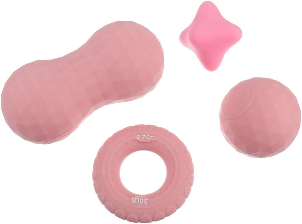 HOOWIFFY Muscle Relaxation Yoga Massage Ball Set 4pcs Pink Silicone Sports Massage Balls