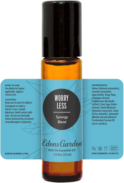 Edens Garden Worry Less Essential Oil Roll-On Blend, 100% Pure Premium Grade, Therapeutic, Kid & Skin Safe, 10 ml