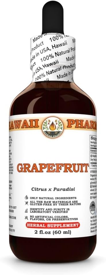 Hawaii Pharm Grapefruit (Citrus x Paradisi) Dry Peel Tincture, Made in Hawaii, Raw Materials,