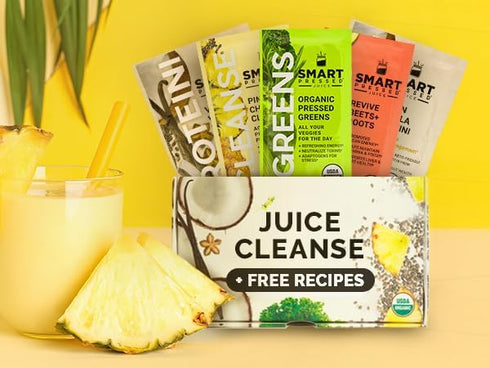 Smart Pressed Juice 1-Day Organic Juice Cleanse | Vegan Vanilla Protein, Green Juice, Beets Juice & Pineapple Chia