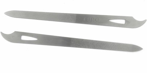 Yeshan Stainless Steel Triple-Cut Long Nail File with Nail Cleaner Tip, 5.5 Inch, Pack of 2