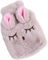 Pineeseatile Hot Water Bag Hot Water Bottle Cartoon Rubber Feet Warmer Water Heating Pad with Plush Cover Beige Plush