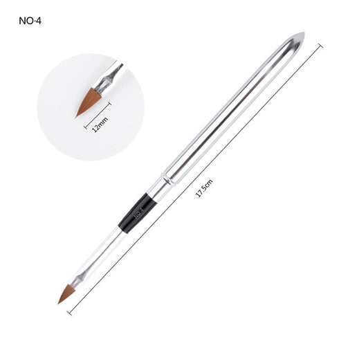 WOKOTO 6pcs Nail Brushes, Silver Metal Handle Nail Art Builder Crystal Carve Brush Set for 3D Pattern Design