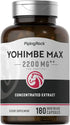 Piping Rock Yohimbe Extract for Men | 2200 mg | 180 Capsules | Max Concentrated Extract, Non-GMO, Gluten Free