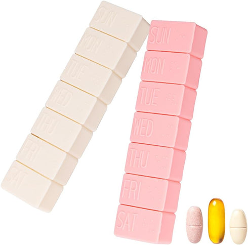 sanderala 2Pack Weekly Pill Organizer, Extra Large 7 Days Pill Cases for Fish Oil, Calcium Tablets