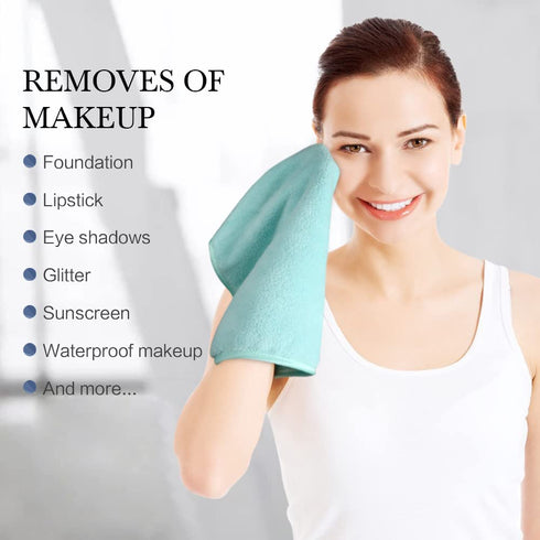 SINLAND 6 Pack Microfiber Face Cloths, Reusable Makeup Remover Washcloths, 13 x 13 Inch, Light Blue