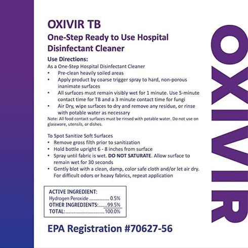 Oxivir Diversey 100898636 Tb One-Step Disinfectant Cleaner - Hospital Grade Accelerated Hydrogen Peroxide, 1-Gallon