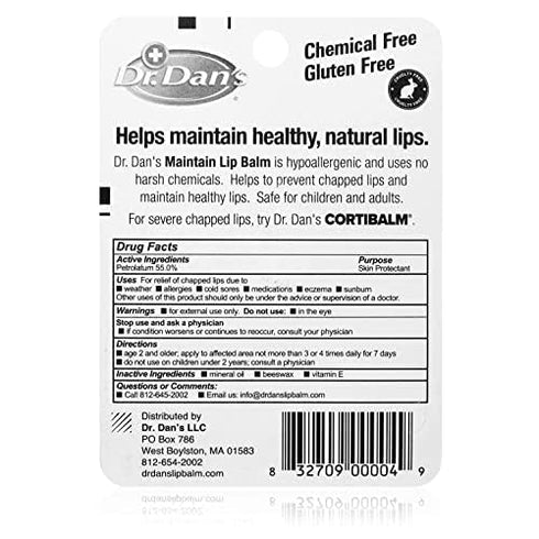 Dr. Dan's Maintain Lip Balm - 1 Pack, Perfect for Cortibalm Aftercare, Mild Ingredients & Beeswax, Vitamin E