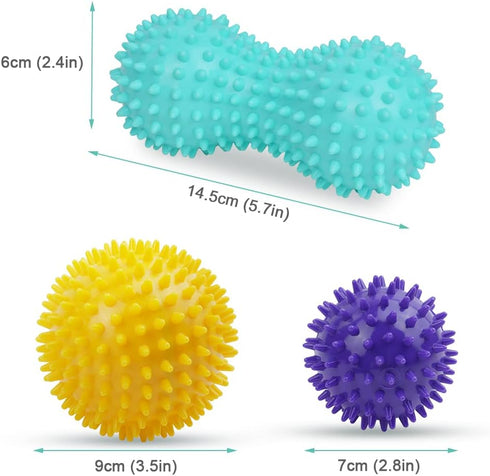 URAQT 3 Pack Set, Spiky Massage Ball, Hard Spiky Massage Ball Roller Professional Physical Therapy Massage Balls