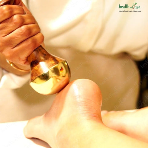 HealthAndYoga BronzEase Kansa Foot Massager - Kansa Wand Ayurveda Benefits of Bronze - Massage Wand to Restore Luster