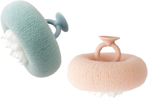 2 Pack Bath Body Brush, Exfoliating Scrubber, Bath Sponge Brush for Scrubbing the Body, Pink & Blue