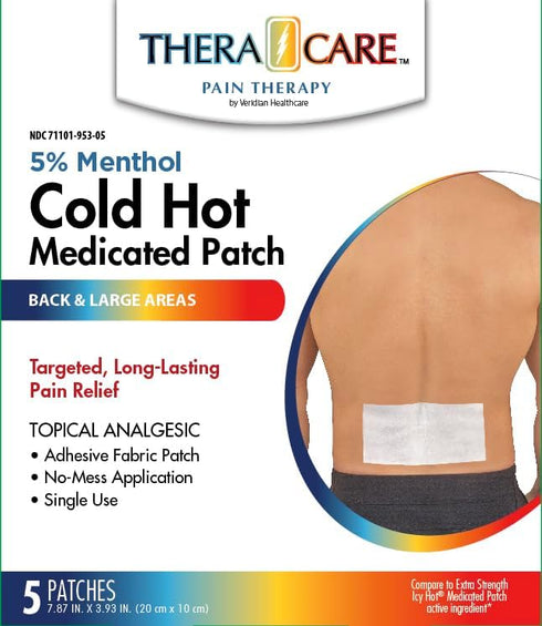 Veridian Healthcare Theracare Cold Hot Medicated Patch, White, 5 Count