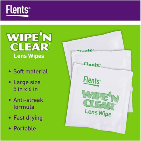 Flents WIPE'N Lens Wipes, Clear, 75 Count, Packaging May Vary