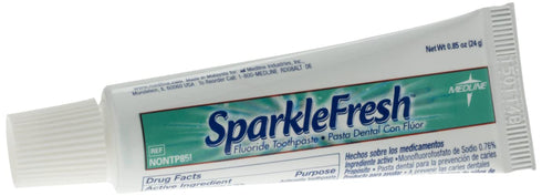 Medline Sparkle Fresh Toothpaste, Fluoride Protection, 0.85 oz., Dental Hygiene and Oral Care, Single Pack