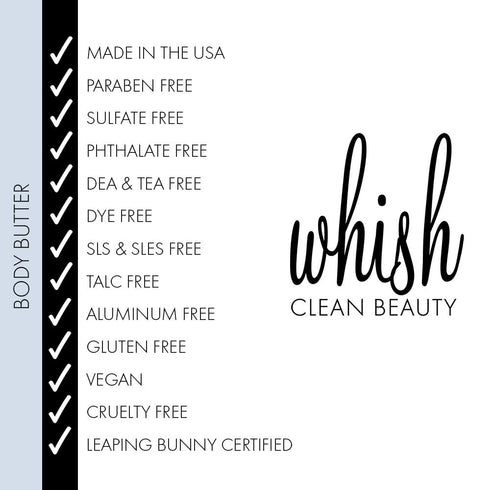 Whish Beauty Body Butter for Women, Moisturizing Lotion for Dry Skin, Lemongrass, 5 fl oz