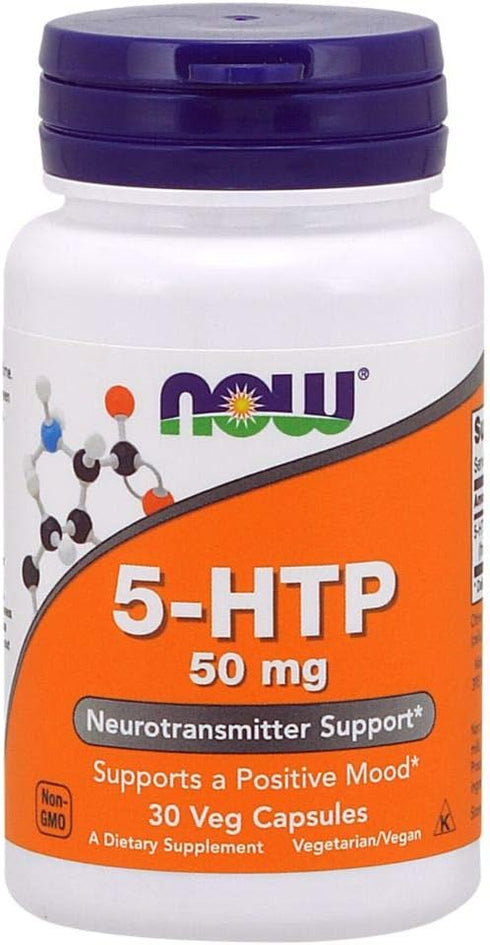 NOW Supplements 5-HTP (50 mg) - 30 Veg Capsules for Neurotransmitter Support*