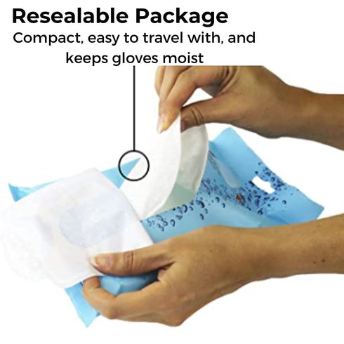 Pack 12 Cleanis Aqua Wash Reusable Gloves - Medical Grade Pre-Moistened Cleansing Wipes - No Water, Soap, Rinsing
