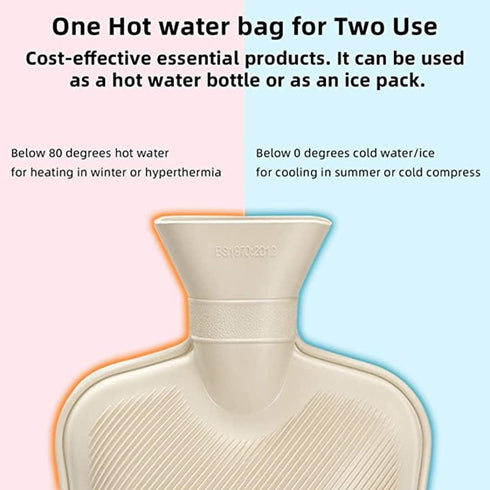 Hot Water Bottle with Soft Cover, 2 Liter Large, Removable Hot Water Bag for Pain Relief, Neck and Shoulders, Feet