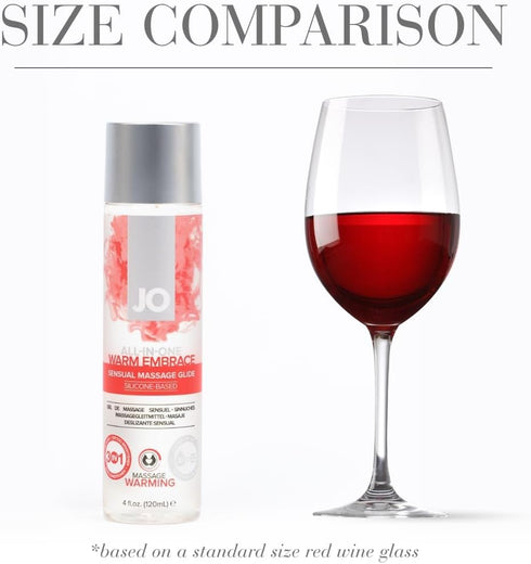 JO All-in-One Silicone Massage Oil, Fragrance Free, Long Lasting Personal Lube & Massage Glide, 4 fl oz