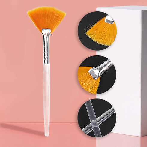 Soft 'N Style Facial Brushes - Fan Mask Brush, Soft Makeup Brushes, Mask Applicator Tools for Peel Mask, Yellow (2)