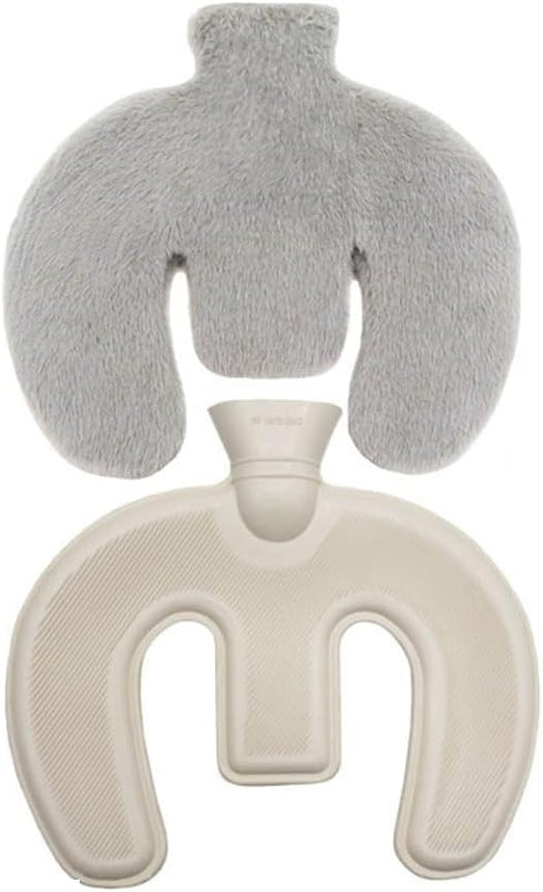 UDeuxff U Shaped Hot Water Bottle,Neck and Shoulder Hot Water Bottle with Cover,1L