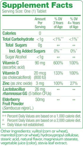 Culturelle Immune Defense Probiotic - 60 Count Mixed Berry Chewables with Vitamin C, D, Zinc + Elderberry for Kids