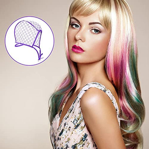 Waydress 6 Pieces Highlight Hair Cap, Salon Hair Coloring Highlighting Dye Tipping Cap with Needles