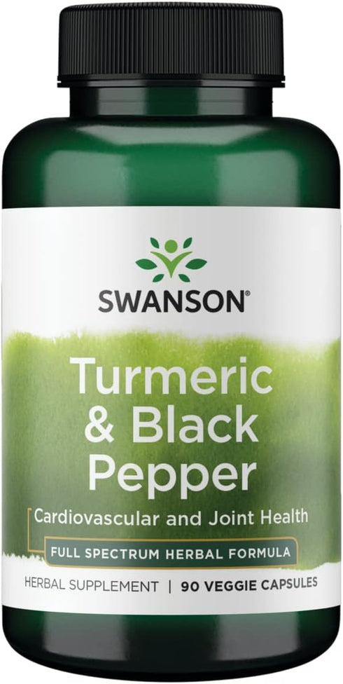 Swanson Premium Turmeric & Black Pepper - 90 Veg Caps for Antioxidant, Digestion & Joint Support
