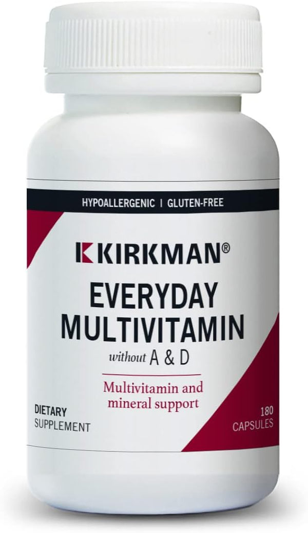 Kirkman EveryDay Multivitamin - 180 Capsules - Comprehensive Mineral Support without Vitamins A & D - Hypoallergenic