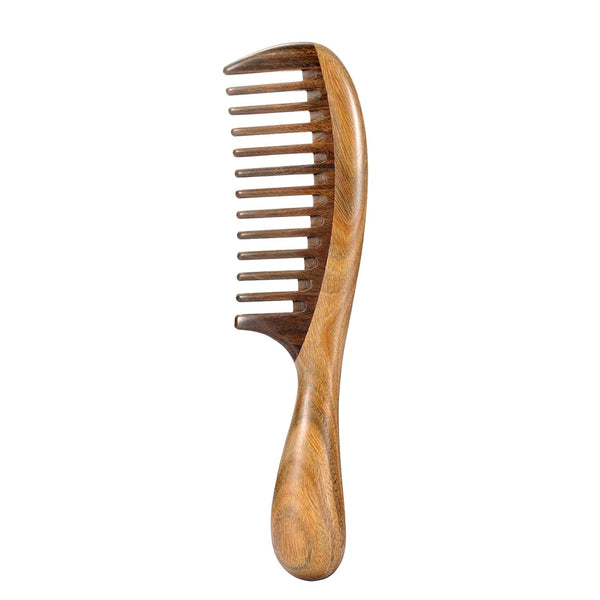 Louise Maelys Wooden Wide Tooth Hair Comb for Curly Hair Detangling Sandalwood