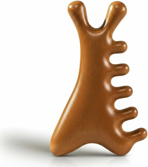 isork Gua Sha Facial Tool 4-in-1,Natural Sandalwood Lymphatic Drainage Massager Tool,Relaxation of the