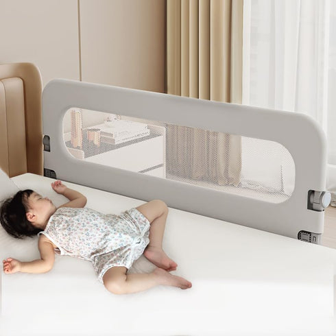 ZOtterly (47 Inch) Baby Bed Rail Guard for Toddlers, Grey, Oxford Fabric, Iron Pipe, Rectangular, Swing Down Bedrail