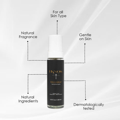 IKNOW FEELS GREAT Foaming Face Cleanser, Gentle Daily Wash for Deep Cleansing and Hydrating Skin Care (6.76 OZ)