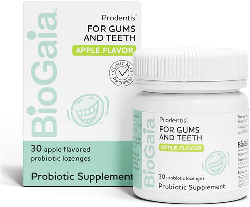 BioGaia Prodentis - Dental Probiotics for Teeth and Gums, 30 Apple-Flavored Lozenges for Oral Health