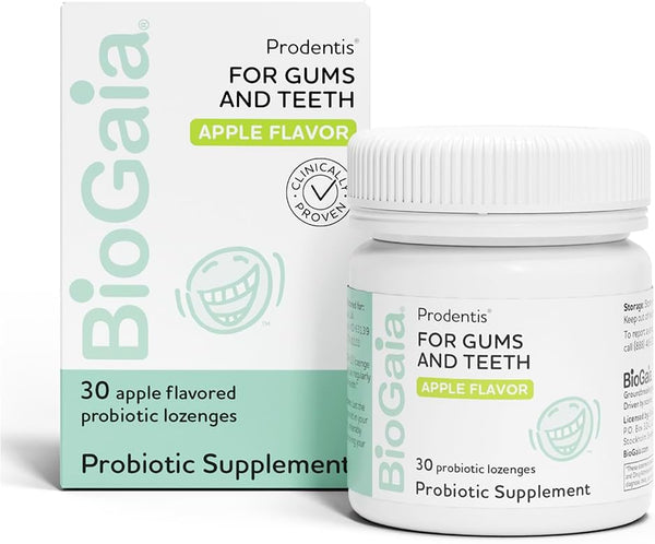 BioGaia Prodentis - Dental Probiotics for Teeth and Gums, 30 Apple-Flavored Lozenges for Oral Health