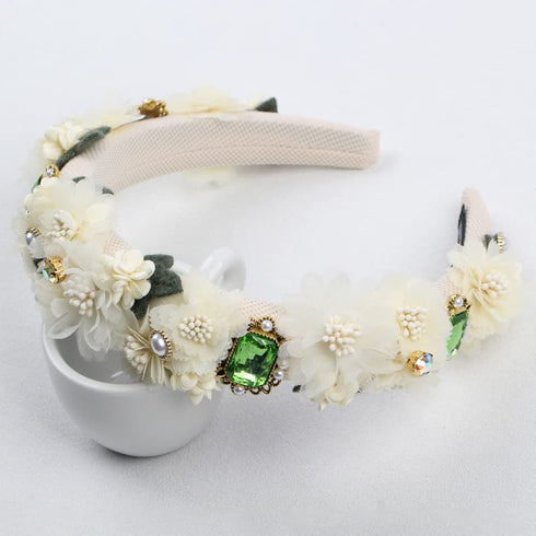 Luxury Handmade Crystal Stone Pearl Flower Headbands, Hair Accessories for Women, Wedding Hairband