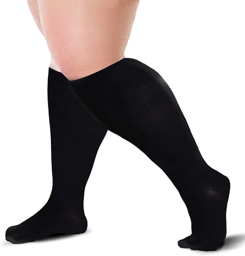 Compression Sock 20-30 mmHg for Women & Men, Wide Calf Travel, Running, Cycling Athletic, Color – Black, Size - XL