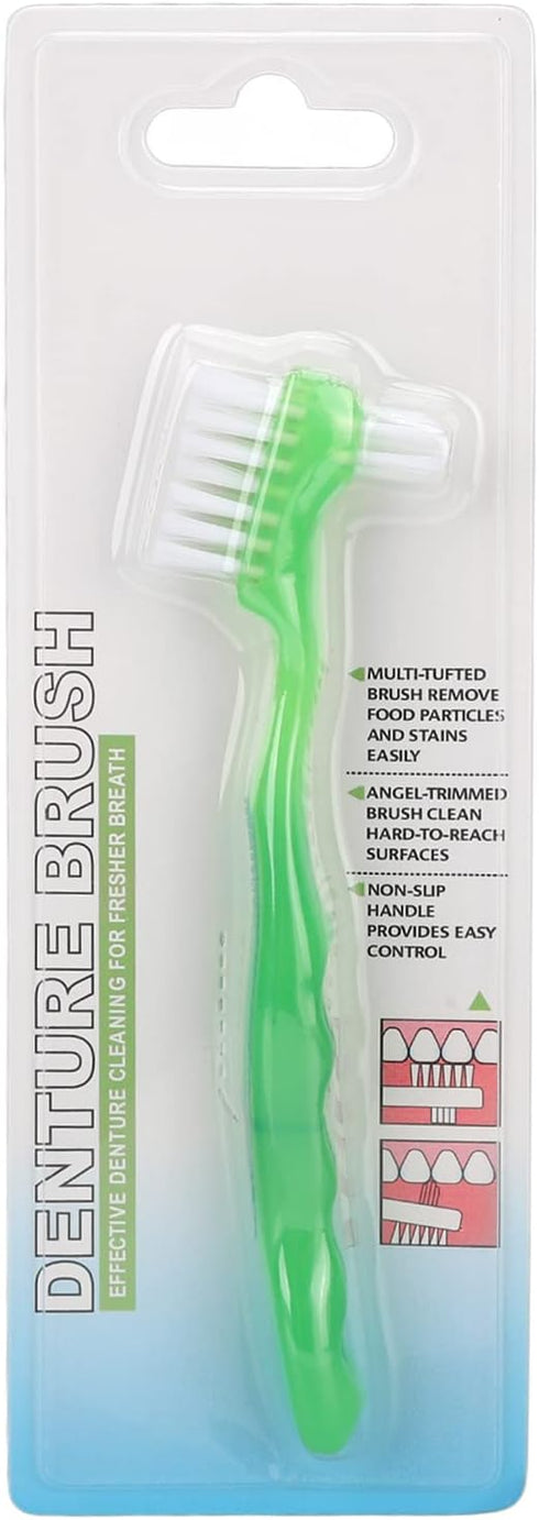 5pcs Denture Brush Set - Brushes Double Bristle Head for Denture Care (Green)