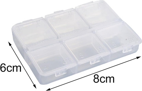 WsjiaboFux 6 PillboxMedication White Pills Organizer Cells Empty Box Braille Weekly Case for Travel Case AidsPersonal