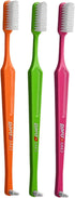 Paro M43 Toothbrush 708 - Compact Brush Head with Medium Bristles, 4 Rows, 43 Tufts, 3 Pack Multi Color