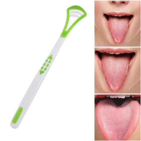 Meyrwoy Tongue Scraper Tongue Cleaning Brush Scraping Tools Scrubber for Healthy Care Mouth Hygiene Green