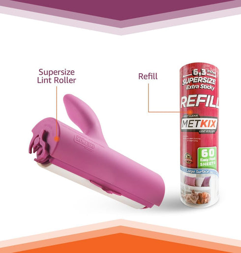 Refill for Metkix Supersize Lint Roller, 2 Packs Total 120 Sheets, 6.3 inches