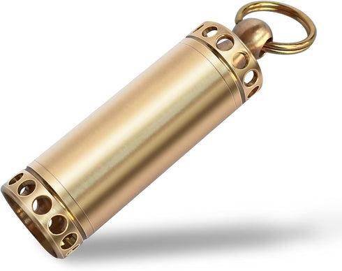 Pill Holder Keychain Container, Portable Mini Brass Waterproof Pill Box for Purse Pocket, Small Pill Case