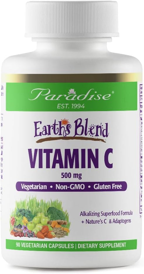 Paradise Herbs Earth's Blend Vitamin C with Nature's C, 90 Vegetarian Capsules