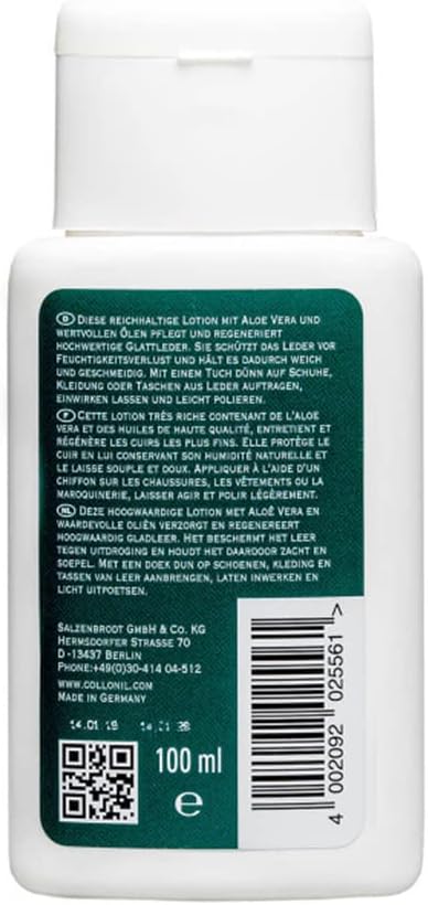 Collonil 1909 Leather Lotion 3.38 Fl Oz - Exclusive Care for Smooth Leather with Aloe Vera & Oils