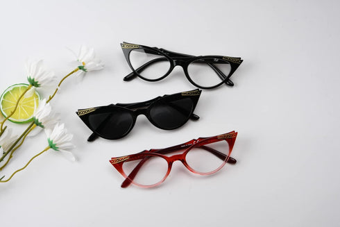 Eyekepper Striped Reading Glasses (3 Pairs) for Men, Spring Hinge, Sunshine Readers (+2.50, Black/Red/Grey Lens)